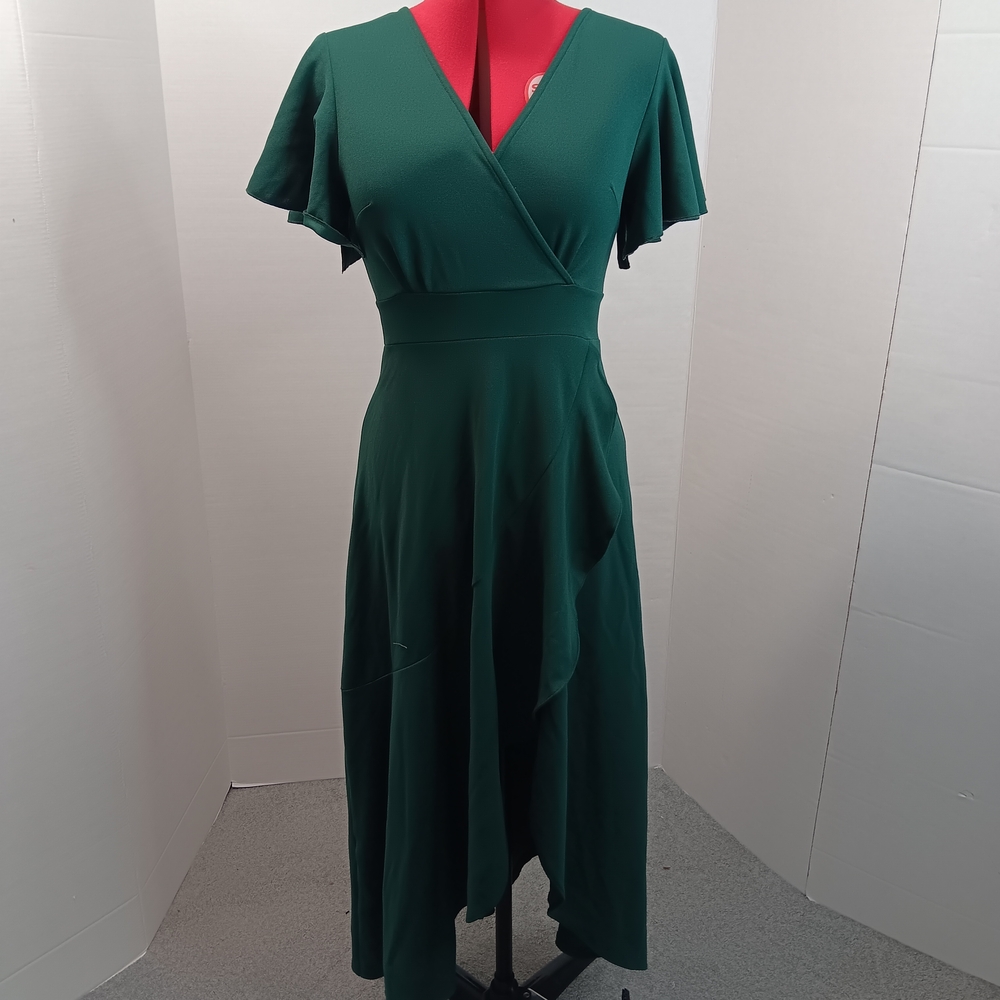 Elegant Green Wrap Dress